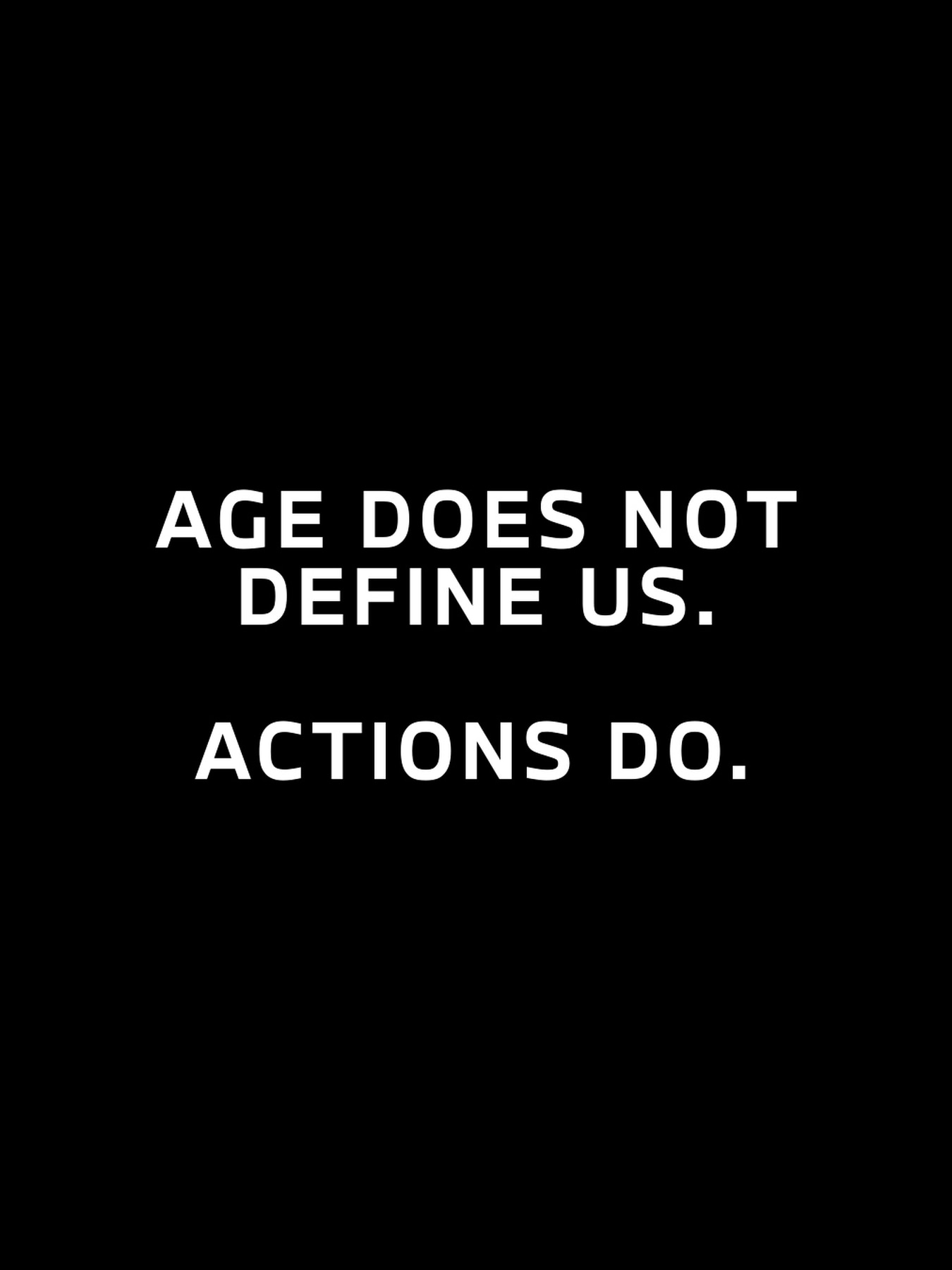GEN M Manifesto Rule 2 on black background: Age does not define us. Actions do.