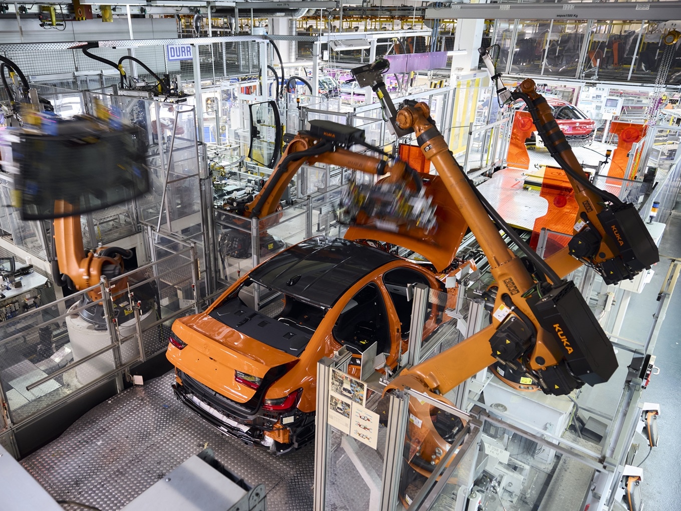 Automated assembly of the BMW M3 in the BMW plant in Munich.
