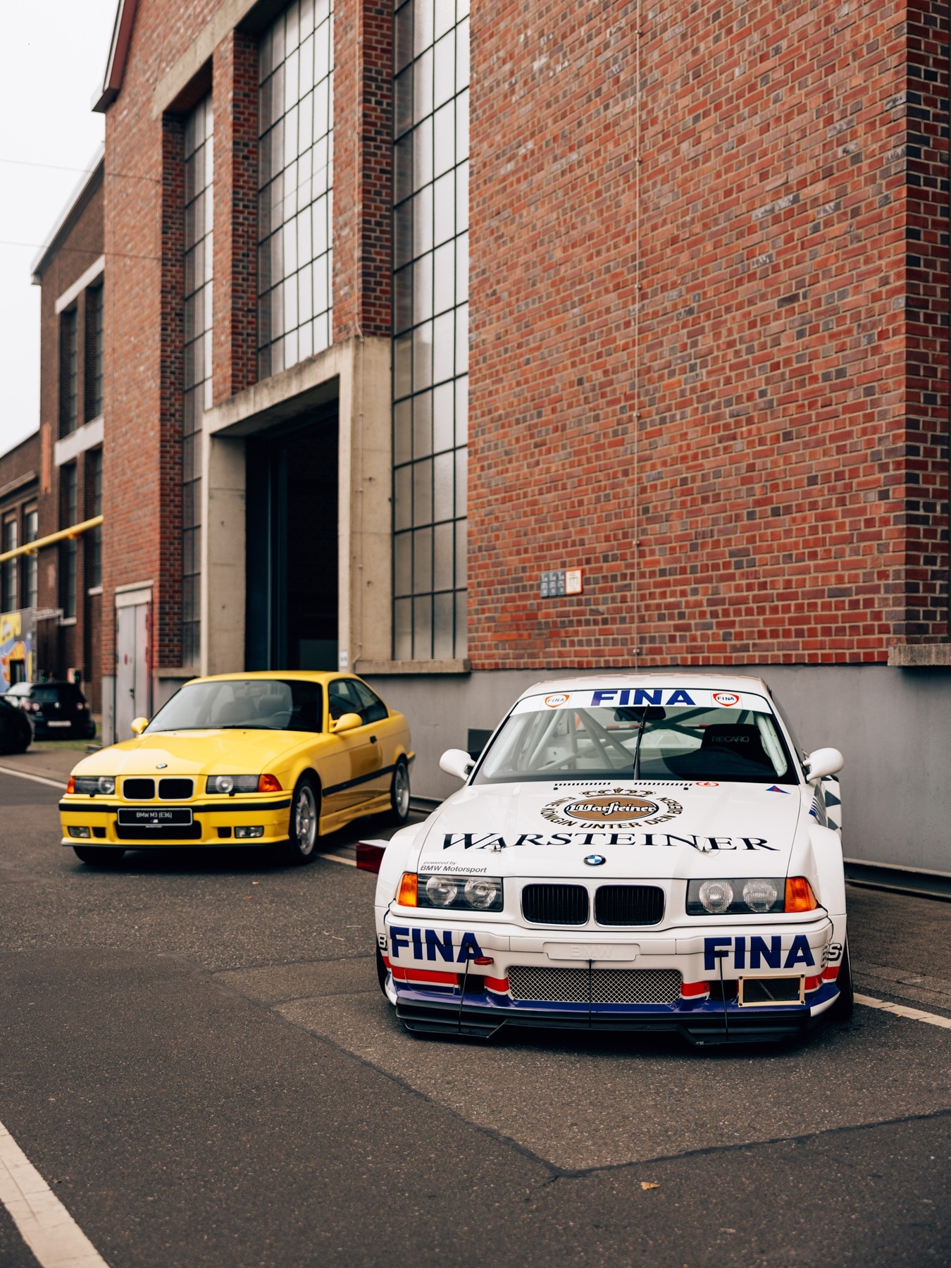 A road-legal and a racecar version of the BMW M3 E36.
