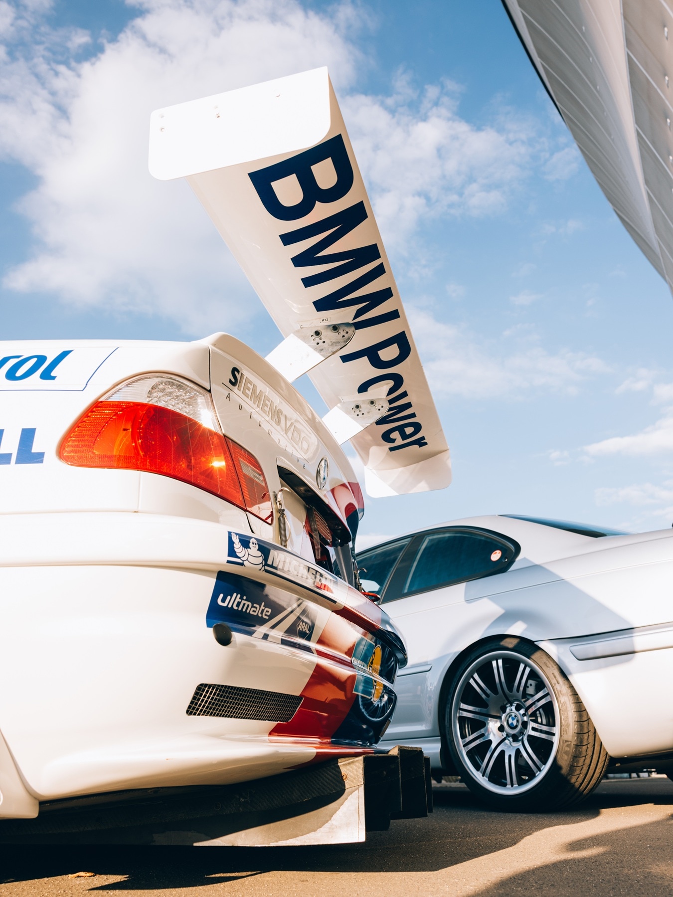 Rear wings of a BMW M3.